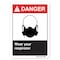 Signmission ANSI Danger Sign, Wear Your Respirator, 18in X 12in Decal, 12" H, 18" W, Landscape OS-DS-D-1218-L-19901 - alternate 1